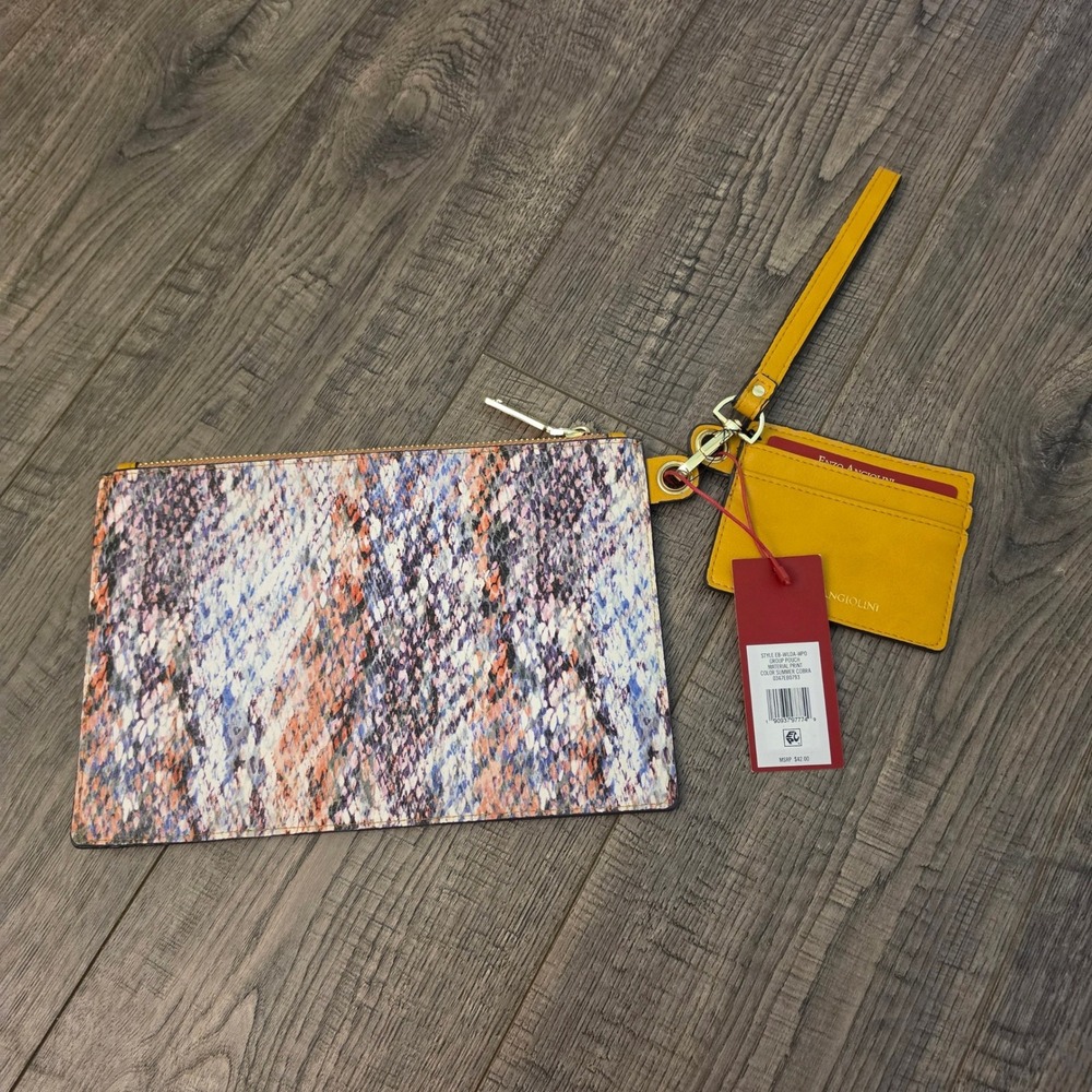 Enzo Angiolini Summer Cobra Pouch and Card Holder Yellow Snake Print EB-W0124